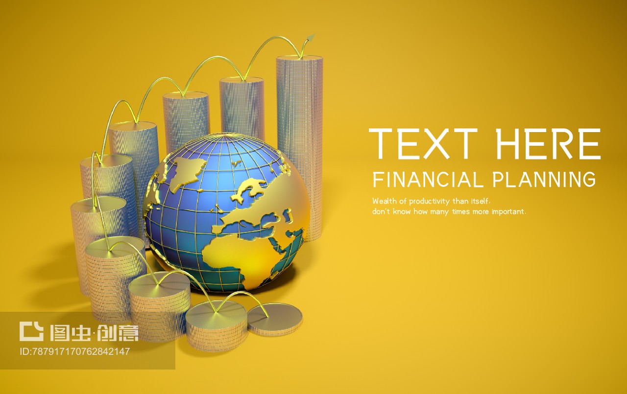 金融经济理财投资地球全球储蓄财务计划3D渲染矢量海报设计元素素材背景图片